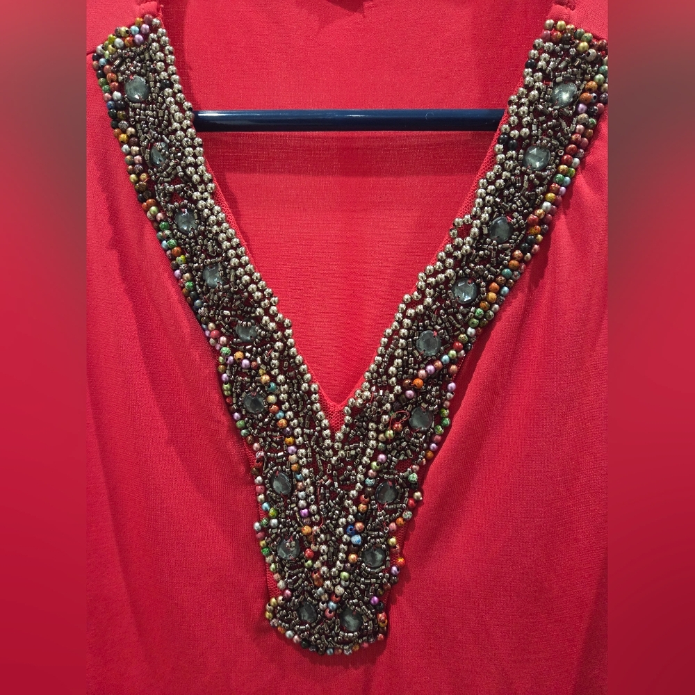 Cable & Gauge Bold Pink Beaded Top